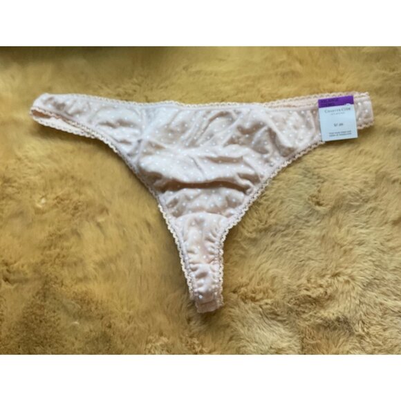 Charter Club Women's Everyday Cotton Lace Trim Thong, Beige, Size XXL, NWT - Picture 2 of 4
